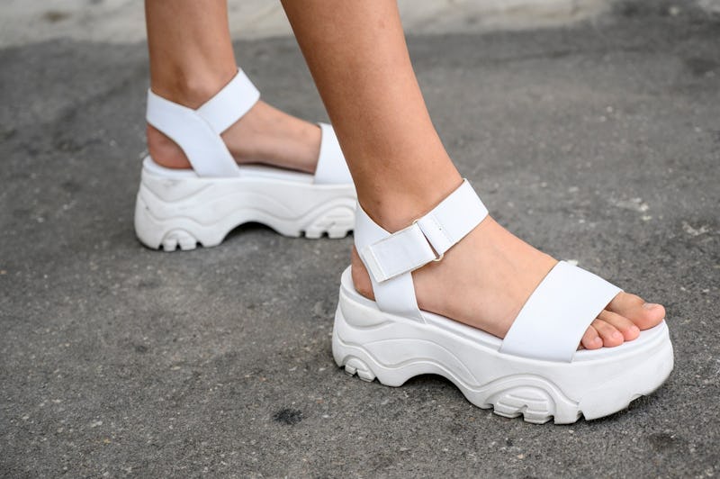 White flatform sandals