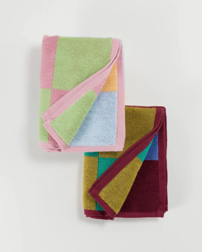 Baggu checked pastel hand towels