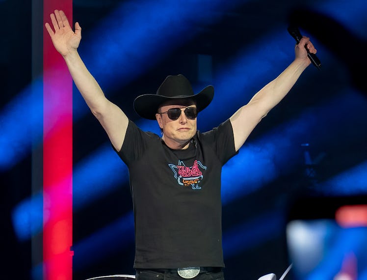 Elon Musk in his little cowboy hat.