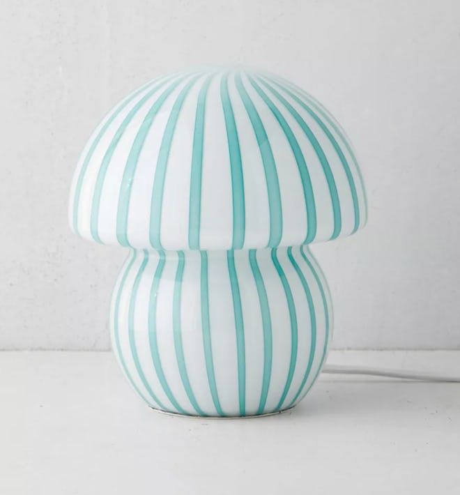Pastel blue and white striped glass lamp from Urban Outfitters