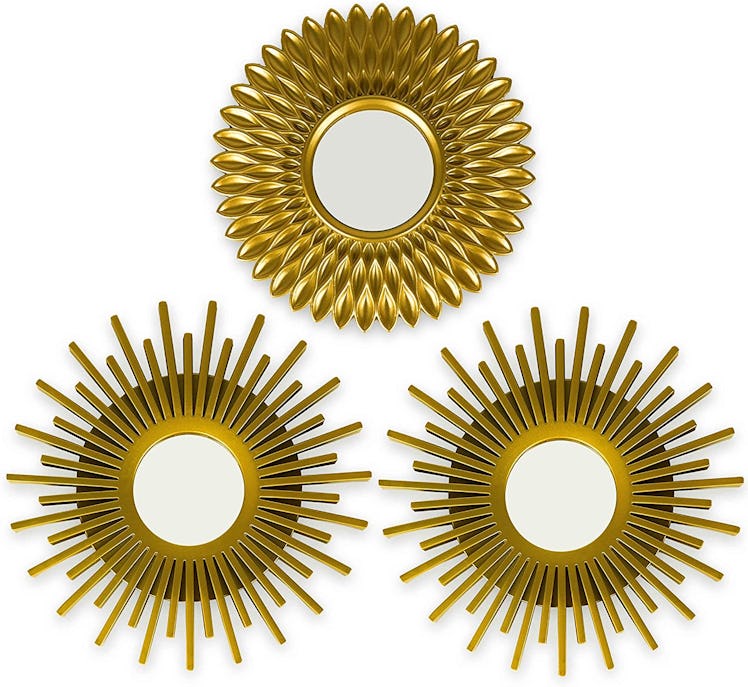 Gold Mirrors for Wall, Pack of 3