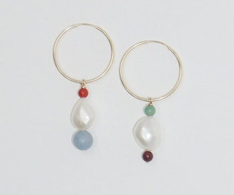 Mismatched Pearl Hoops