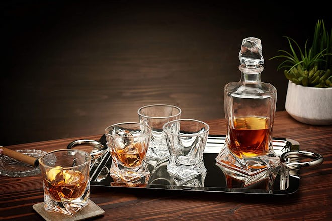 FineDine European-Style Whiskey Decanter and Glass Set
