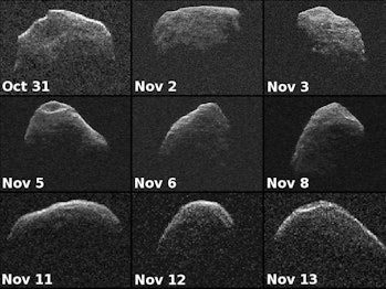 9 images of the same asteroid over a few week period