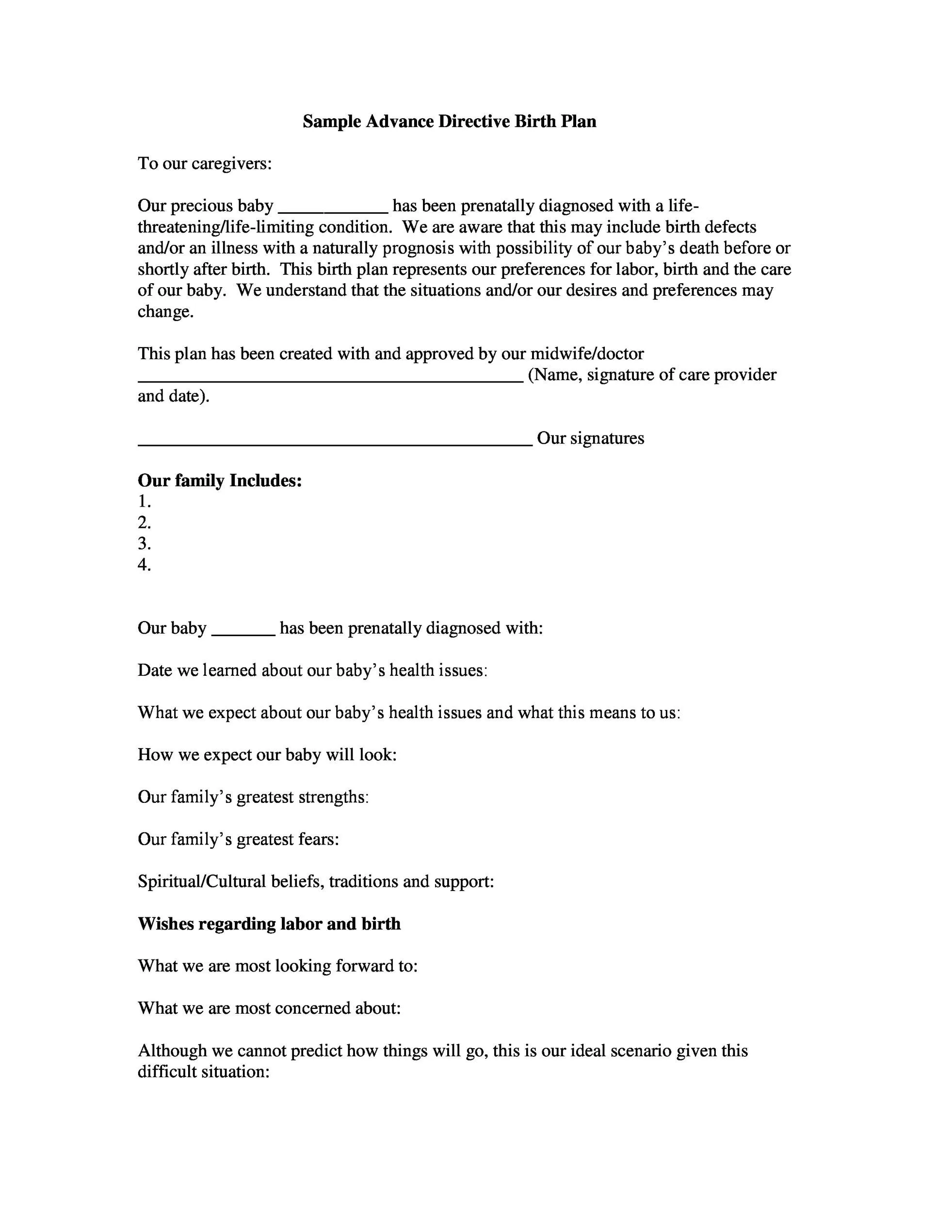 14 Free, Printable Birth Plan Templates For Every Kind Of Delivery