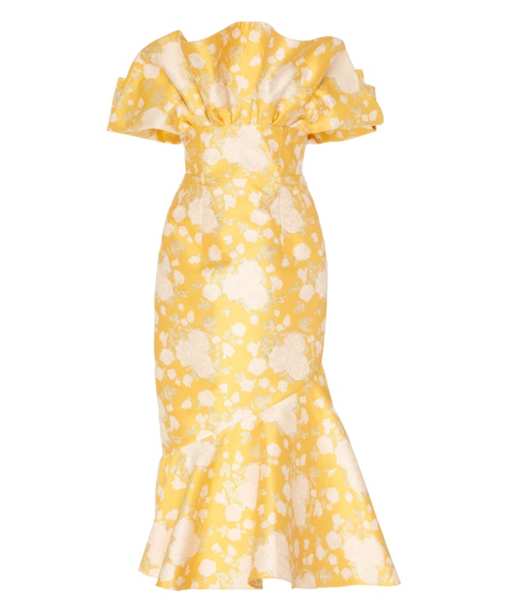 Demeter Yellow Floral Brocade Dress