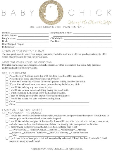 This free birth plan template is perfect for moms delivering in hospitals.