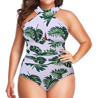 W YOU DI AN Front Cross One-Piece Swimsuit