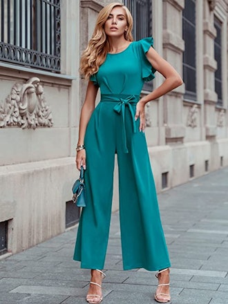 Best wide-leg jumpsuit with ruffles for wedding guests