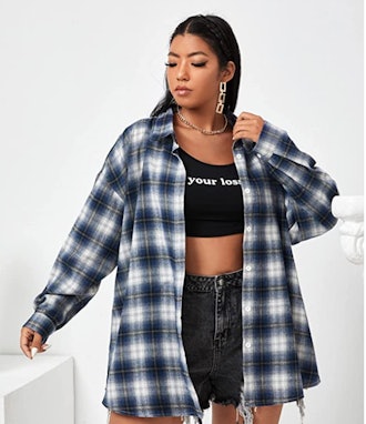 SheIn Button Down Plaid Shirt