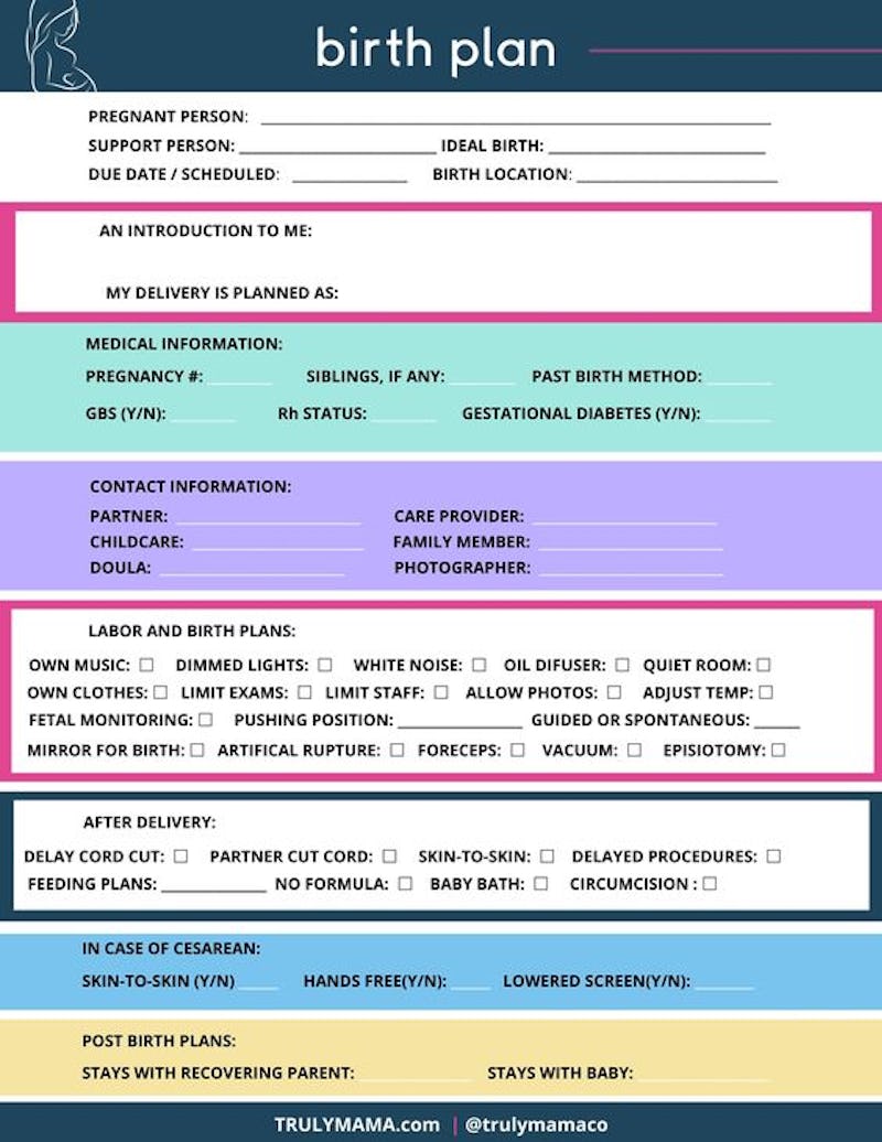 14 Free, Printable Birth Plan Templates For Every Kind Of Delivery