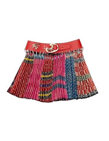 Mini Wool Skirt With Red Belt