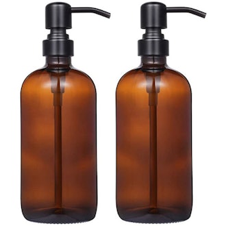 CHBJDAN Amber Glass Soap Dispenser (2-Pack)