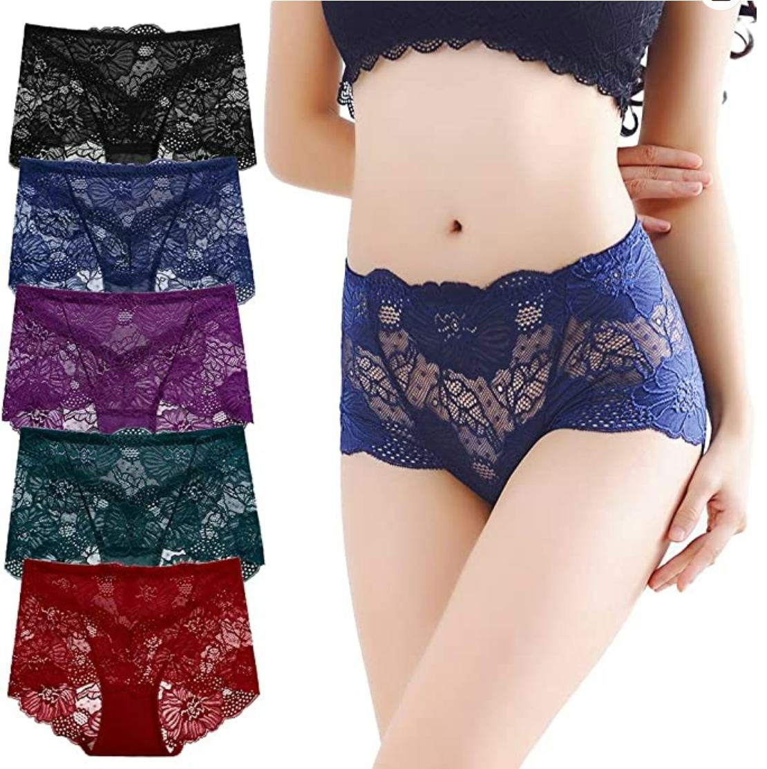 Pholeey Lace Brief Panties (5-Pack)