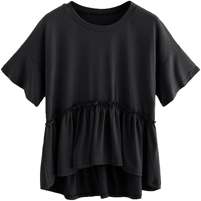 Romwe Loose Ruffle Hem Blouse