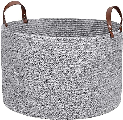 Basket Large Cotton Rope Blanket Baskets for Organizing,