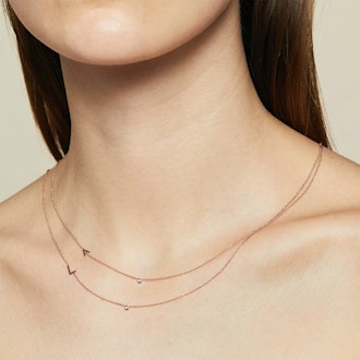bychari Small Asymmetrical Initial & Diamond Necklace makes a great Mother's Day gift