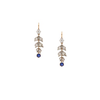 Ashley Zhang Sapphire and Diamond Leaf Drop Earrings make a great Mother's Day gift