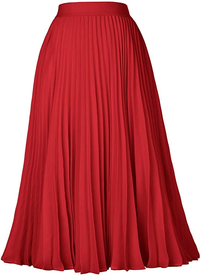 Kate Kasin Pleated A-Line Skirt