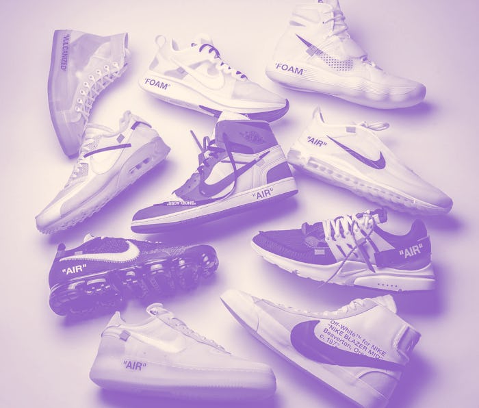 A collection fo shoes designed by Virgil Abloh.