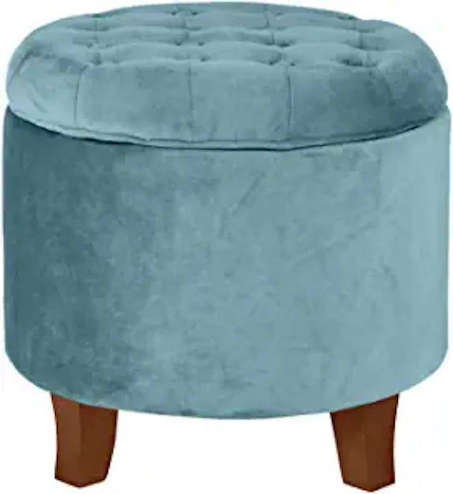 HomePop by Kinfine Fabric Upholstered Round Storage Ottoman