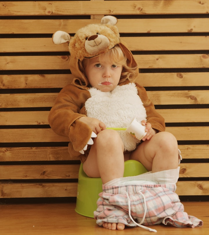 toddler sitting on potty, these potty training products can help 