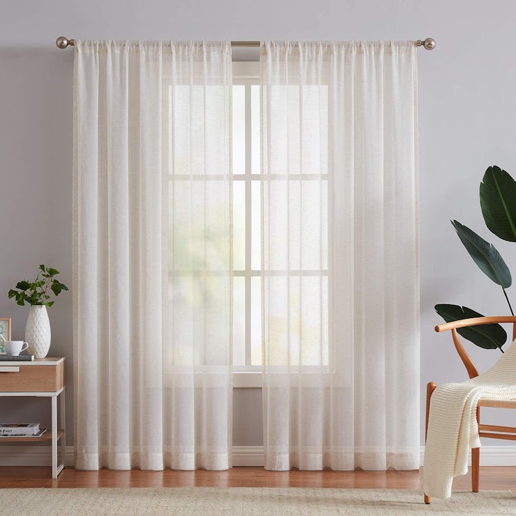FMFUNCTEX Flax Linen Sheer Curtains