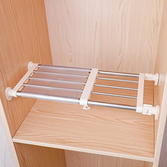 Hershii Closet Tension Shelf & Rod Expandable Metal Storage Rack