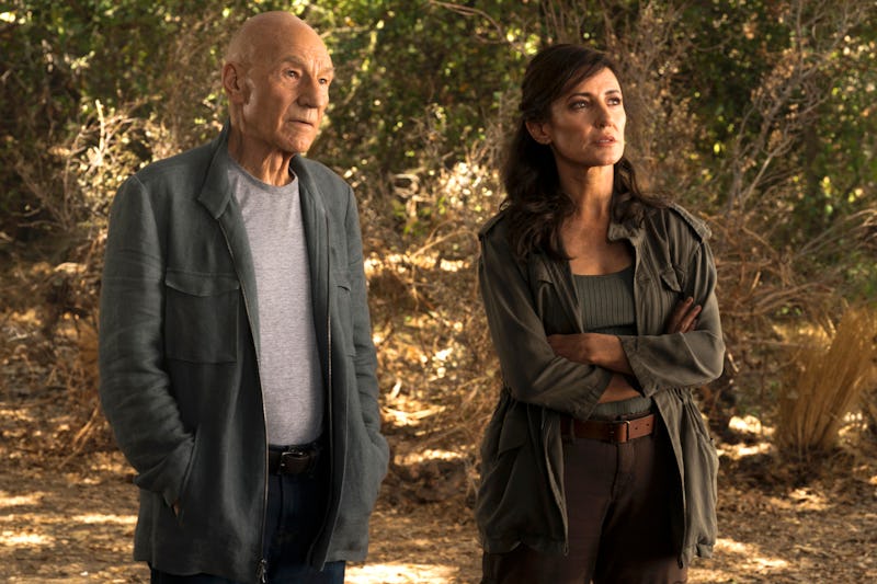Patrick Stewart and his female co-star in Star Trek: Picard