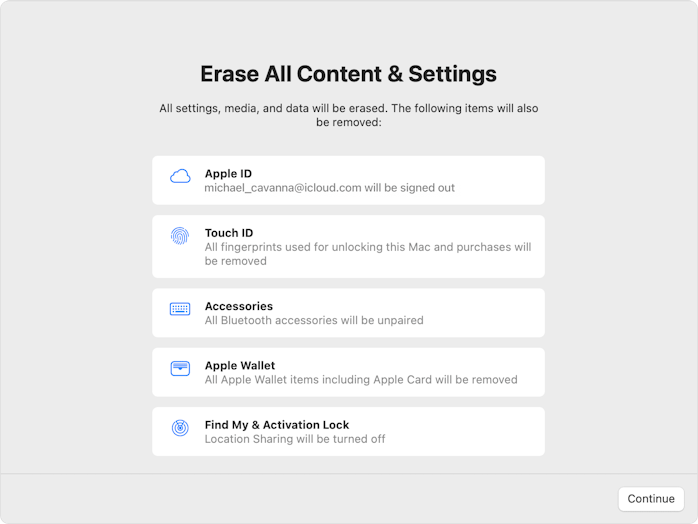 Erase Assistant handles removing all of your private data.