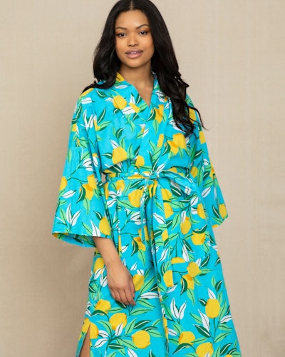 This turquoise robe from Print Fresh features a lemon print and is a fun choice for a Mother's Day g...
