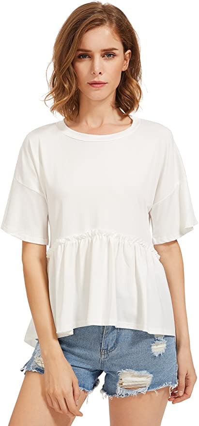 Romwe Short-Sleeve Peplum Top