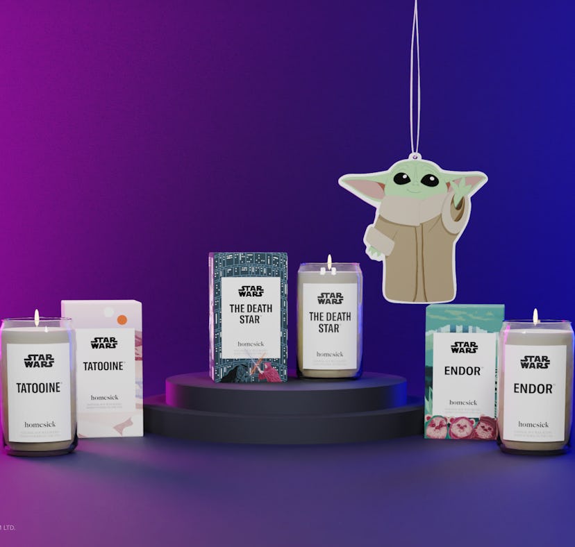 The Homesick 'Star Wars' candle collection includes a Baby Yoda, aka Grogu, air freshener.