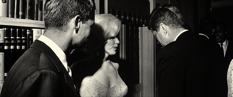 Robert F. Kennedy, Marilyn Monroe, and John F. Kennedy at the President's 45th birthday party