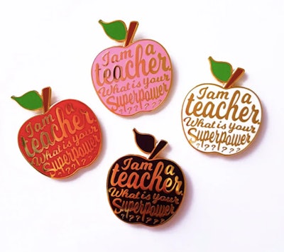 StudioInktvis Teacher Pin is a great Teacher Appreciation Week 2022 gift