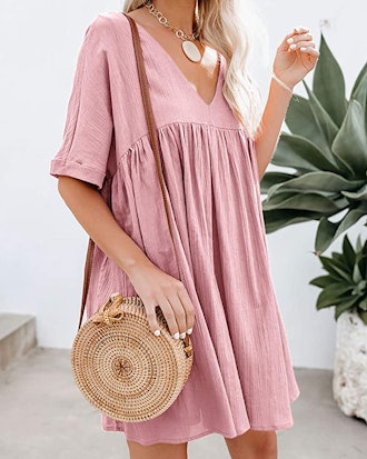 Hestenve V-Neck Swing Mini Dress