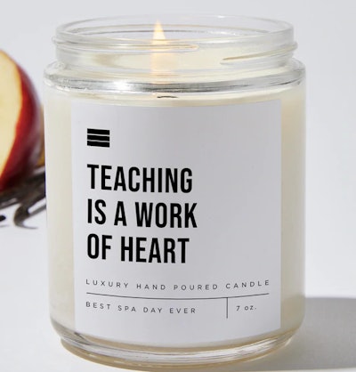 Teaching is a Work of Heart candle is a great Teacher Appreciation 2022 gift