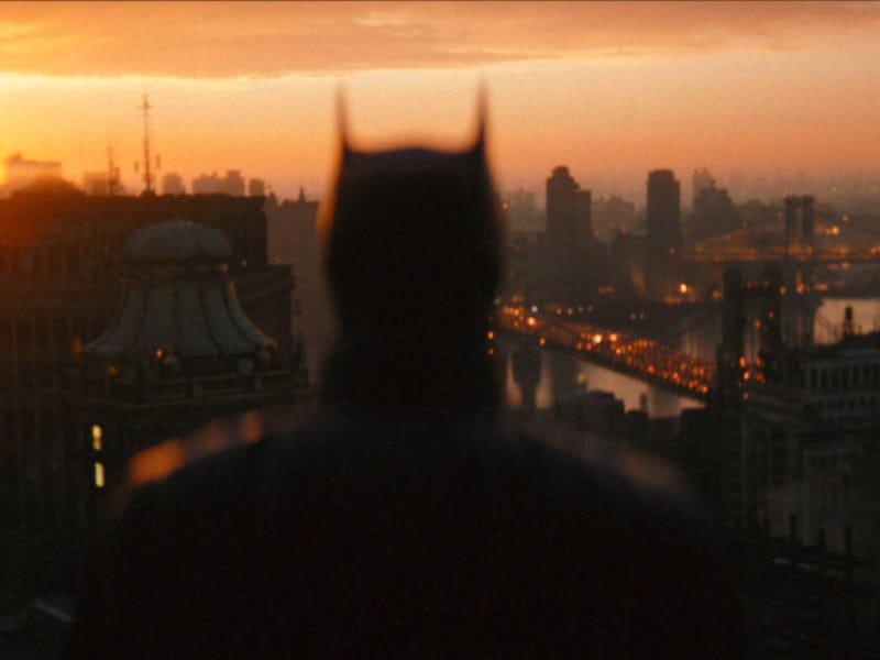 Batman from behind looking into the distance
