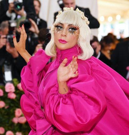 Lady Gaga wearing dramatic eyelashes at the 2021 Met Gala