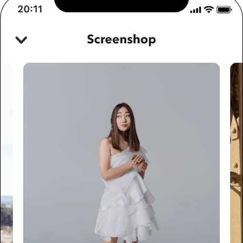 Screenshot of Snapchat's new Screenshop feature, which lets you shop your screenshots folder.
