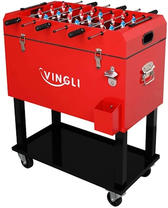 VINGLI Rolling Ice Chest with Foosball Table Top