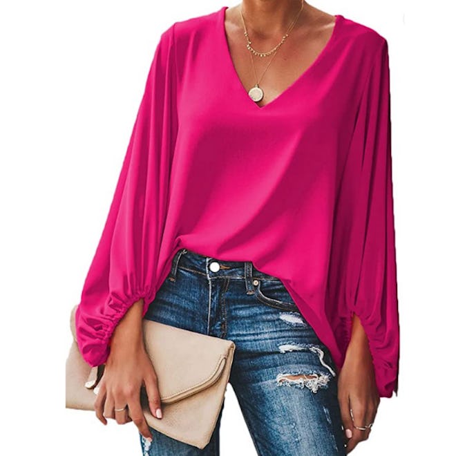 Qearal V Neck Chiffon Blouse