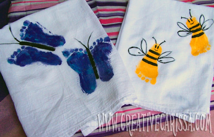mother's day footprint craft towels