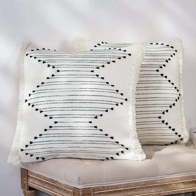 blue page Boho Throw Pillow Covers