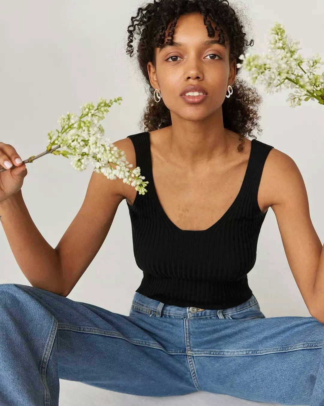 women in The Knotty Ones knit tank top