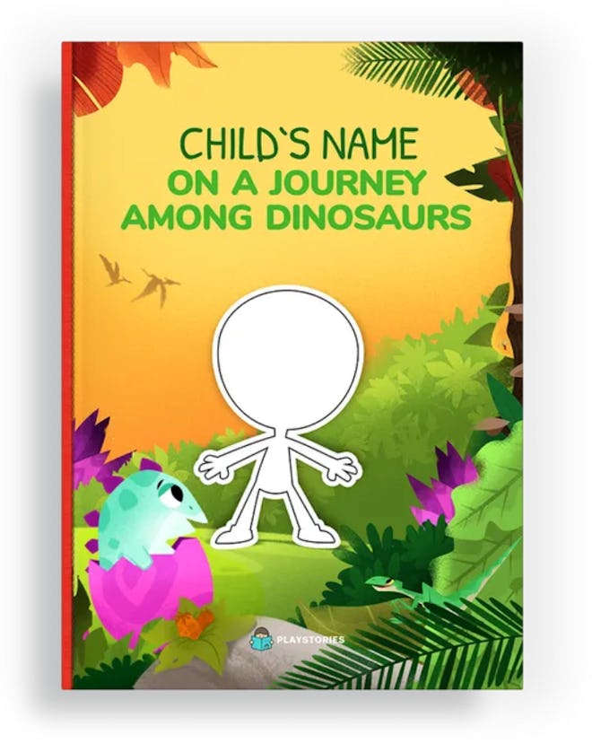 Kids can star in this dinosaur children's book, 'On A Journey Among Dinosaurs' by Playstories.