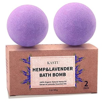 KASTU Hemp Oil Extract and Lavender Essential Oil Bath Bombs (2-Pack)