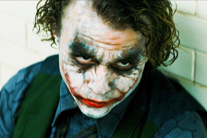 The Joker’s disheveled, cracked makeup in The Dark Knight 