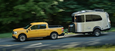 Ford Maverick towing an Airstream camper