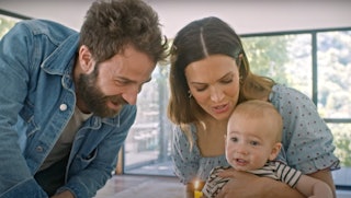 Mandy Moore and her husband and son star in her new music video, 'Four Moons.'.
